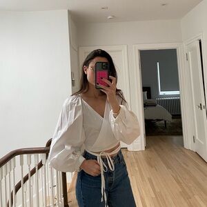 Chic White Wrap Blouse